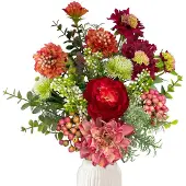 Markenlos Kunstblumen rotes Seidenblumen-Bouquet - Tischdekoration und Weihnachtsdeko