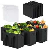 INFACTORY 6er-Set faltbare Einkaufstaschen, verstärkter Boden, 6 Obstnetze, 160l