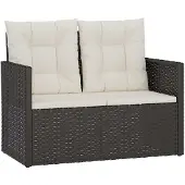 vidaXL 4-tlg. Garten-Lounge-Set mit Kissen Poly Rattan Schwarz