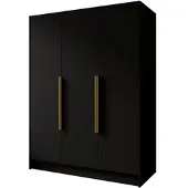 Masseno Drehtürenschrank BERON 150/200/51 cm Modern Kleiderschrank 3-türig Schwarz