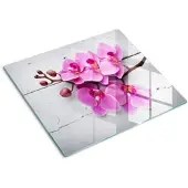 Tulup GLASPLATTE 60x52 cm Orchidee auf Holz