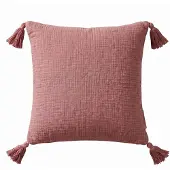 Homescapes DEKOKISSEN Musselin rosa mit Quasten, 45/45 cm