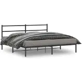 vidaXL Bettgestell mit Kopfteil Metall Schwarz 193x203 cm