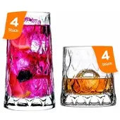 Pasabahce Leafy Gläser Set – 4 Longdrinkgläser + 4 Whiskyglas