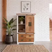 MASSIVMOEBEL24.DE Schrank Mango 90x45x150 weiß lackiert RAILWAY #513