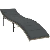 vidaXL Sonnenliegen 2 Stk. mit Auflagen Hellgrau Poly Rattan