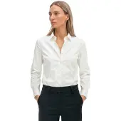 Marc O'Polo Hemdbluse "Blouse, kent collar, long sleeved, slim fit, classic style", Damen, Gr. 36, weiß, Web, Obermaterial: 96% Baumwolle, 4% Elasthan, slim fit, Blusen Hemdbluse