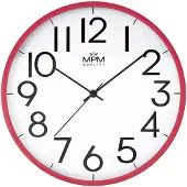 MPM -Quality Wanduhr rund Ø 300 mm Kunststoff Rosa leises Sweep-Uhrwerk