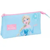 Disney Frozen Dreifaches Mehrzweck-Etui Blau Rosa 22 x 12 x 3 cm