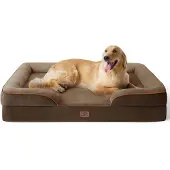Bedsure Orthopädisches Hundebett 122x89 cm mit Kistenschaum, waschbar, rutschfest, braun