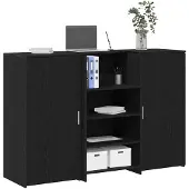 vidaXL Empfangstheke Schwarz Eichen-Optik 155x50x103,5cm Holzwerkstoff