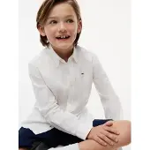 Tommy Hilfiger Langarmhemd "BOYS STRETCH OXFORD SHIRT L/S" Kinder bis 16 Jahre, Button-down-Kragen, Langarm, Logo-Flag