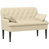 vidaXL Zweisitzer mit Knopfheftung Creme 111 x 68 x 80 cm Stoff