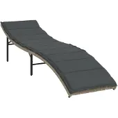 vidaXL Sonnenliegen 2 Stk. mit Tisch Hellgrau Poly Rattan