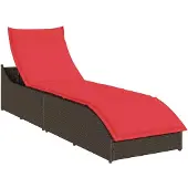 vidaXL Klappliege mit Auflage und Stauraum Braun Poly-Rattan