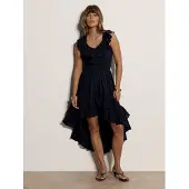 Apricot Midikleid "Midi-Kleid aus Baumwolle mit Asymmetrie und Rüschen" Rüschen