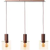Brilliant Pendelleuchte "Petje", braun (kaffee, bernstein), 3, 1 Stk., Leuchten, 90 x 20 x 120 cm, E27, Metall Glas, Kaffee Bernstein, Pendelleuchte