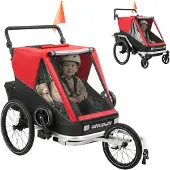 AIYAPLAY 2 in 1 Fahrradanhänger & Buggy 2-Sitzer Fahrrad Anhänger für Kinder