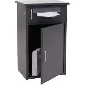 Mendler Paketkasten MCW-O51, Paketbox Paketfach Paketstation Briefkasten 2 Fächer, Stahl 78x49x38cm dunkelgrau