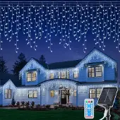 Jayseuw 5M 198LEDs Solar Lichterkette LED Lichterkette LED Lichtervorhang Weihnachtsbeleuchtung Kaltweiß