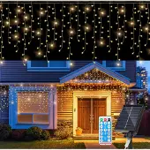 TolleTour 15M 600LEDs Solar Lichterkette LED Lichterkette LED Lichtervorhang Weihnachtsbeleuchtung Warmweiß