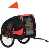 PawHut Hundeanhänger, klappbarer Fahrradanhänger, Anhänger für Hunde, Rot