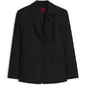 HUGO Regular-Fit Blazer mit Nadelstreifen und Paillettenbrosche Grösse 38