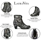 LAURA VITA Floral Goth viktorianische schwarze Lederstiefel mit Absatz – Alcizeeo-190