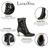 LAURA VITA Damen Stiefelette Zehenkappe Stilettoabsatz Schimmereffekt OANELO 03, Größe:37 EU, Farbe:Grau