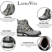 LAURA VITA Gothic Victorian Floral Grey Leder-Schnürstiefel für Frauen – Cocrailo-47