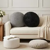 vidaXL Kissenbezug 2 stk. HEERLEN Hellgrau Ø 50 cm Chenille-Stoff