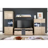 Harper Wohnwand MADANG BHT 330x198x50 cm braun Anbauwand