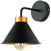 Licht-Erlebnisse Wandleuchte innen Schwarz Gold Metall E27 Vintage Loft Wandlampe Küche Wohnzimmer Flur