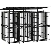 vidaXL Outdoor-Hundezwinger mit Dach Stahl 5,53 m²