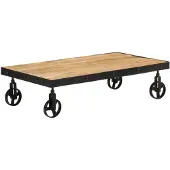 vidaXL Couchtisch mit Rollen Altholz Massiv 100x55x26 cm
