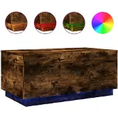 DKD Home Decor Couchtisch mit LED-Leuchten Räuchereiche 90x50x40 cm