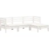 vidaXL Gartensofa 3-Sitzer mit Hocker Weiß Massivholz Kiefer
