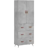 vidaXL Highboard Betongrau 69,5x34x180 cm Holzwerkstoff