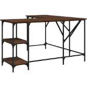DKD Home Decor Schreibtisch Braun Eichen-Optik 139x139x75 cm Holzwerkstoff