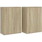 vidaXL Sideboards 2 Stk. Sonoma-Eiche 60x31x84 cm Holzwerkstoff