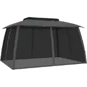 vidaXL Pavillon mit Doppeldach & Netzwänden Anthrazit 3,93x2,93m Stahl