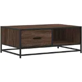 vidaXL Couchtisch Braun Eichen-Optik 90x57x35 cm Holzwerkstoff Metall