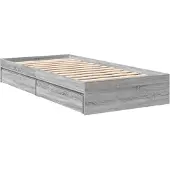 vidaXL Bettgestell mit Schubladen Grau Sonoma 90x200 cm Holzwerkstoff