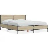 vidaXL Bettgestell Sonoma-Eiche 120x190 cm Holzwerkstoff und Metall