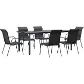 vidaXL 7-tlg. Garten-Essgruppe Schwarz Stahl und Textilene