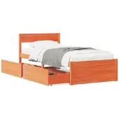 vidaXL Massivholzbett ohne Matratze Wachsbraun 90x200 Kiefernholz