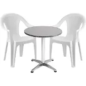 Mojawo Bistrogarnitur 3-teilig Aluminium - Kunststoff Weiß