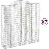 vidaXL Gabionen mit Hochbogen 7 Stk. 200x50x200/220cm Verzinktes Eisen