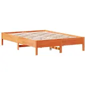vidaXL Massivholzbett ohne Matratze Wachsbraun 160x200 Kiefernholz