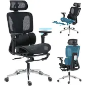 HOMCOM Bürostuhl Ergonomisch Schreibtischstuhl mit verstellbar 6D-Klapparmlehnen
